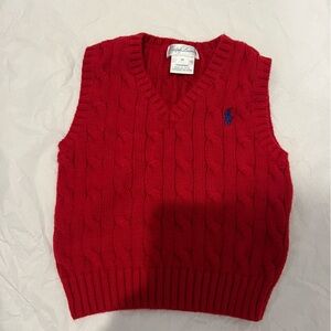 Ralph Lauren Red Cable Knit Sweater Vest Ralph Lauren Christmas size 9 months